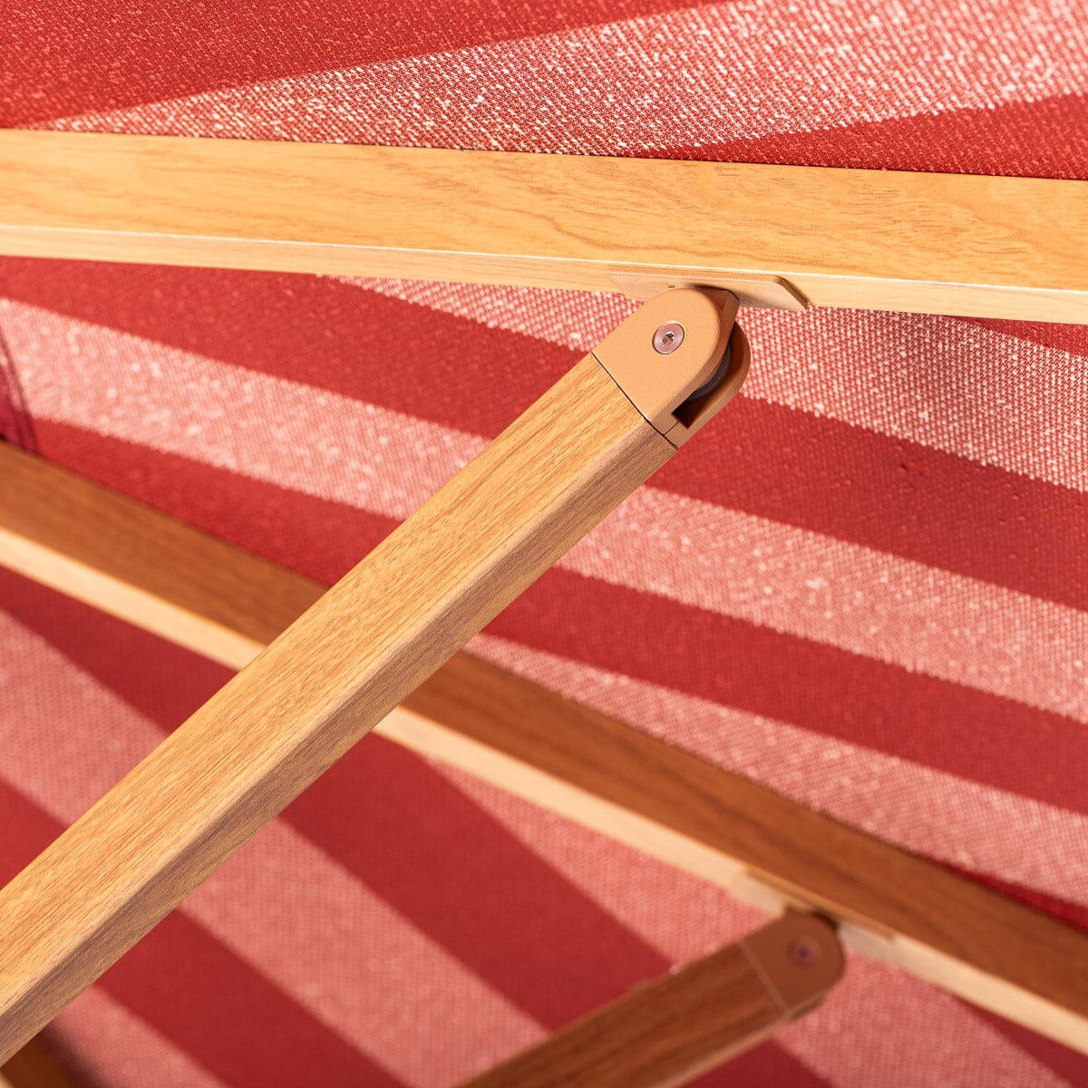 The Resort Market Umbrella in Terry Terracotta Stripe | Transfer Teak Frame Resort Market Umbrella Kit Business & Pleasure Co Aus