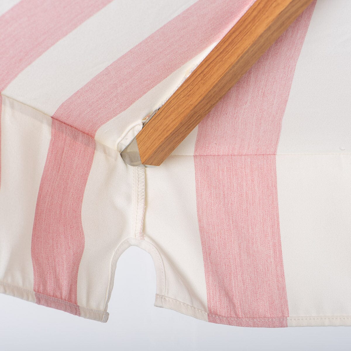 The Resort Market Umbrella in Crew Pink Stripe | Transfer Teak Frame Resort Market Umbrella Kit Business & Pleasure Co Aus