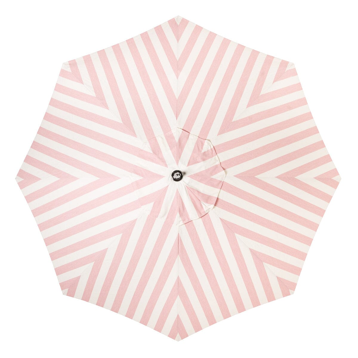 The Resort Market Umbrella in Crew Pink Stripe | Transfer Teak Frame Resort Market Umbrella Kit Business & Pleasure Co Aus
