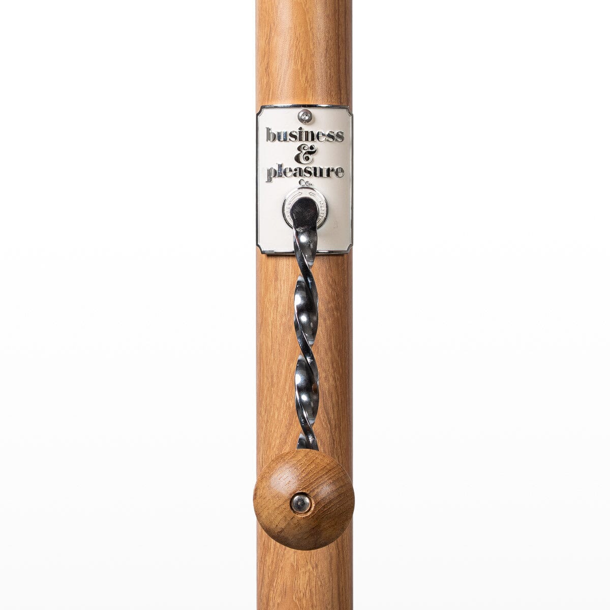 The Resort Market Umbrella in Crew Pink Stripe | Transfer Teak Frame Resort Market Umbrella Kit Business & Pleasure Co Aus