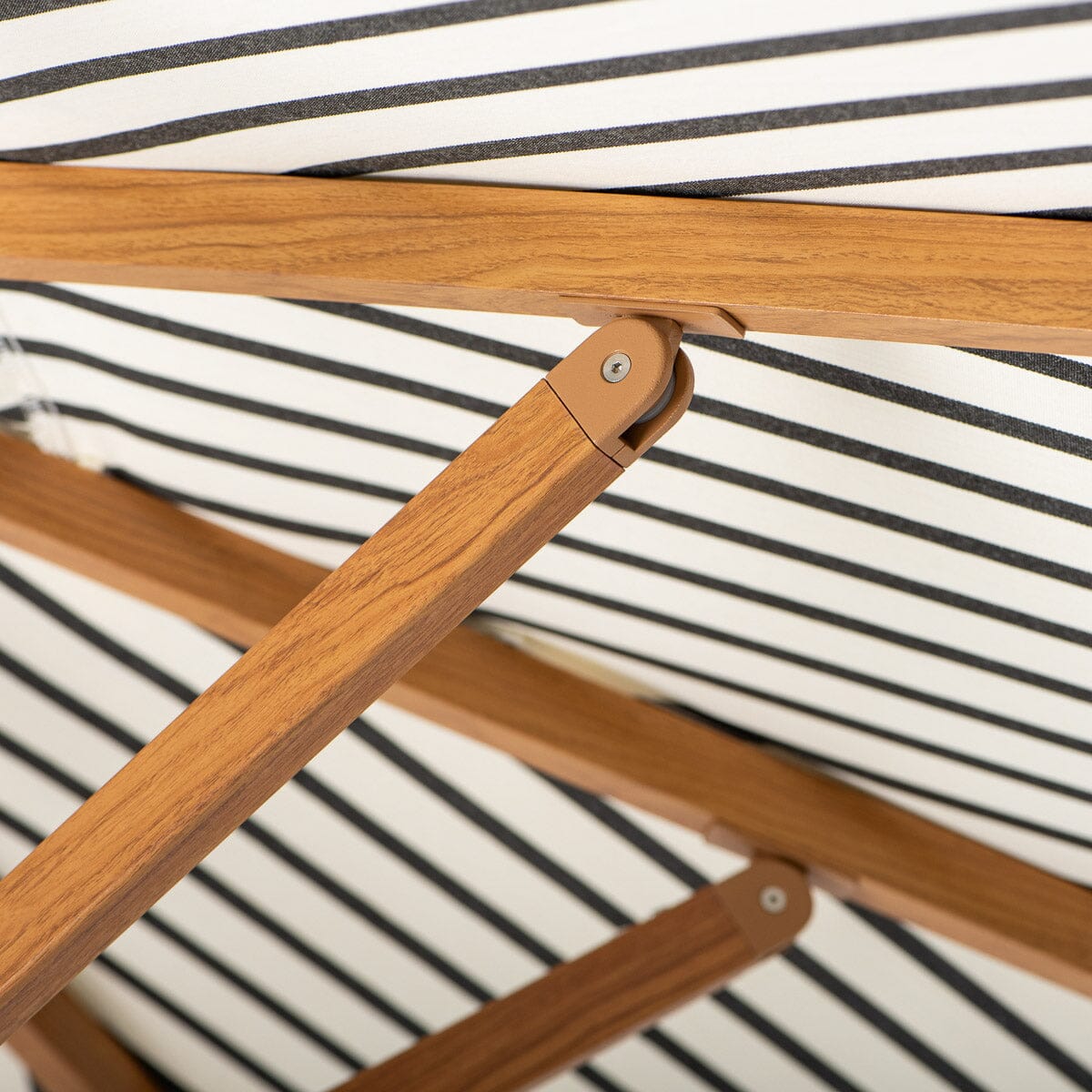 Resort Market Umbrella | Monaco Black Stripe & Transfer Teak Frame Resort Market Umbrella Kit Business & Pleasure Co Aus