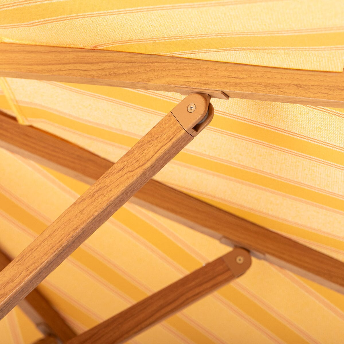 Resort Market Umbrella | Bistro Papaya Stripe & Transfer Teak Frame Resort Market Umbrella Kit Business & Pleasure Co Aus