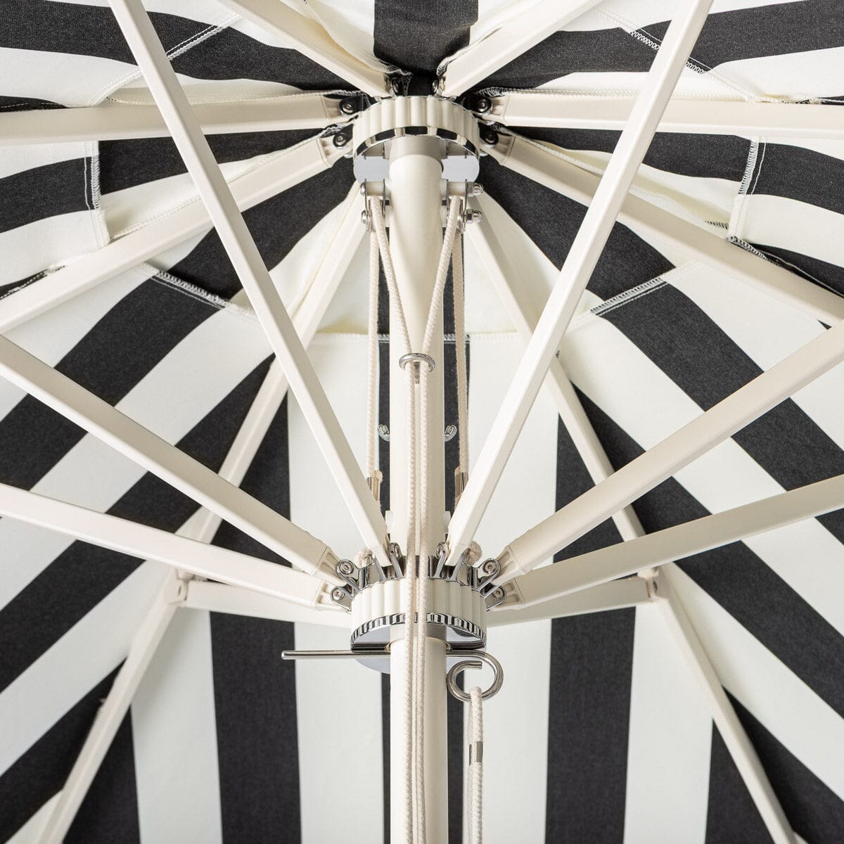 Terrace Umbrella in Crew Vintage Black Stripe | Antique White Frame Terrace Umbrella Kit Business & Pleasure Co Aus