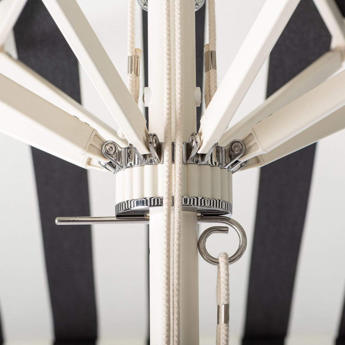 Terrace Umbrella in Crew Vintage Black Stripe | Antique White Frame Terrace Umbrella Kit Business & Pleasure Co Aus