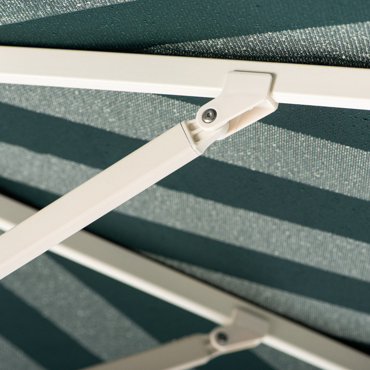 Terrace Umbrella in Terry Green Stripe | Antique White Frame Terrace Umbrella Kit Business & Pleasure Co Aus