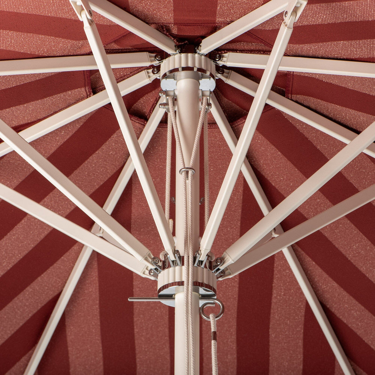 Terrace Umbrella in Terry Terracotta Stripe | Antique White Frame Terrace Umbrella Kit Business & Pleasure Co Aus