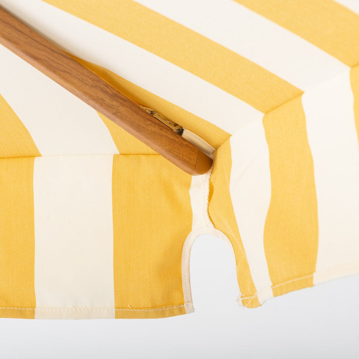Terrace Umbrella in Crew Mimosa Yellow Stripe | Transfer Teak Frame Terrace Umbrella Kit Business & Pleasure Co Aus