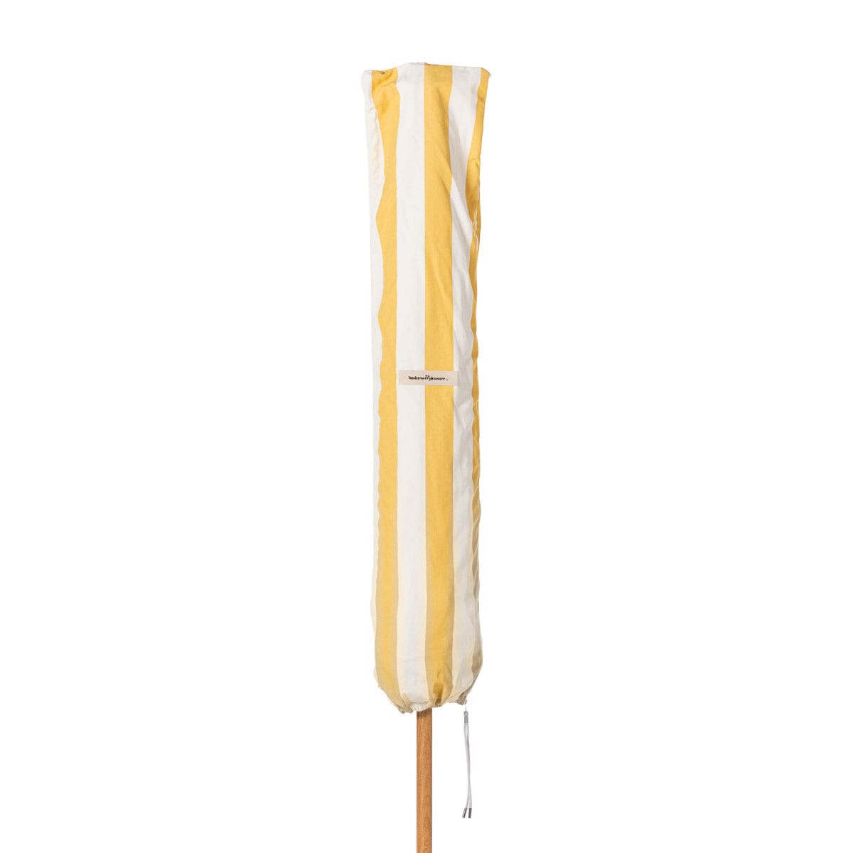 Terrace Umbrella in Crew Mimosa Yellow Stripe | Transfer Teak Frame Terrace Umbrella Kit Business & Pleasure Co Aus