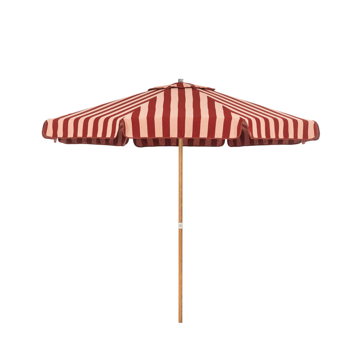 Terrace Umbrella in Terry Terracotta Stripe | Transfer Teak Frame Terrace Umbrella Kit Business & Pleasure Co Aus