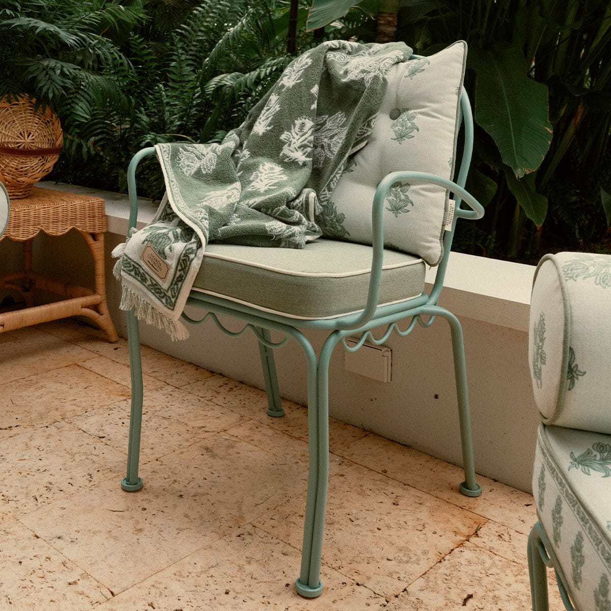 The Al Fresco Dining Chair & Cushion by Amanda Lindroth in Jade Green | Sage Green Frame Al Fresco Dining Chair Kit B&P by Amanda Lindroth
