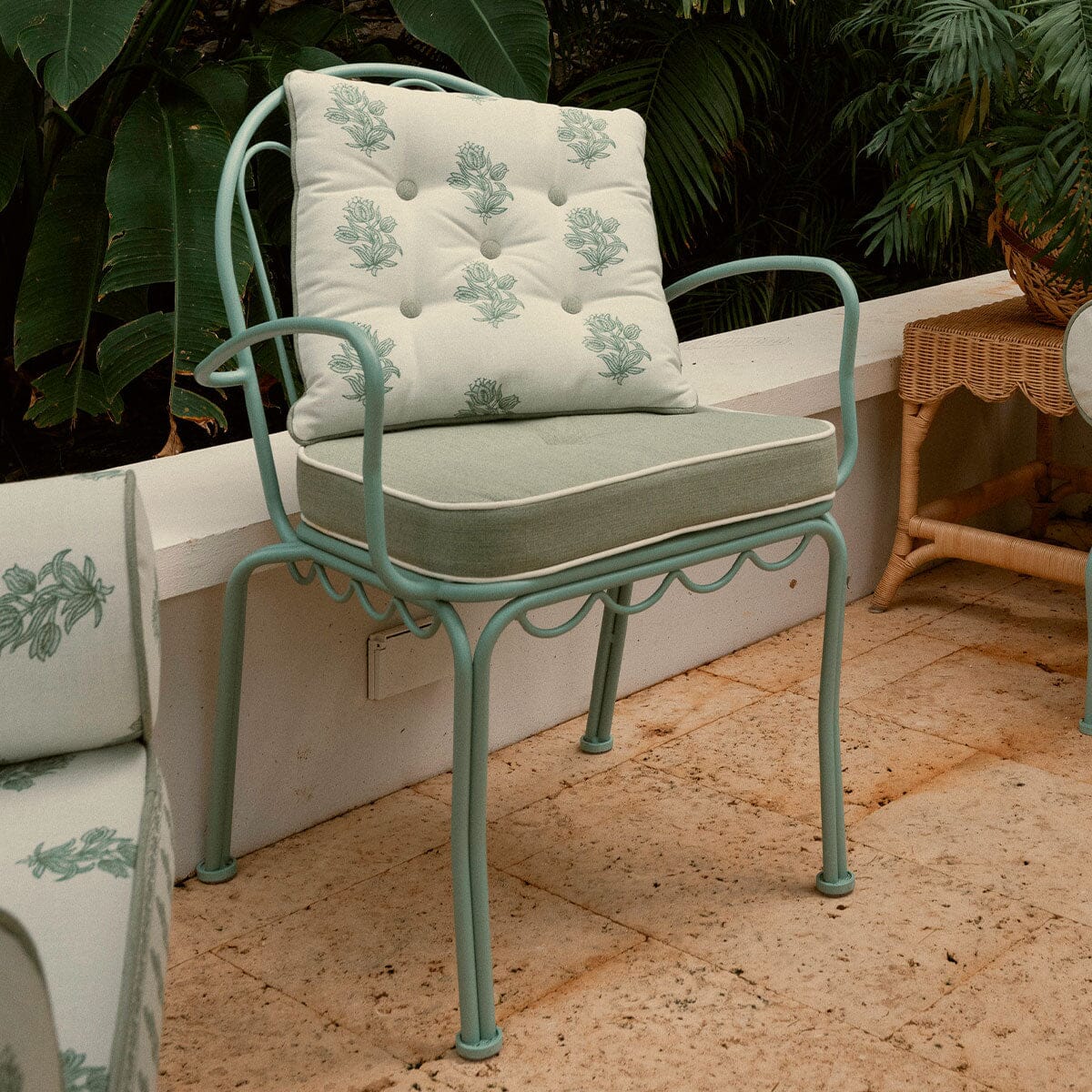 The Al Fresco Dining Chair & Cushion by Amanda Lindroth in Jade Green | Sage Green Frame Al Fresco Dining Chair Kit B&P by Amanda Lindroth
