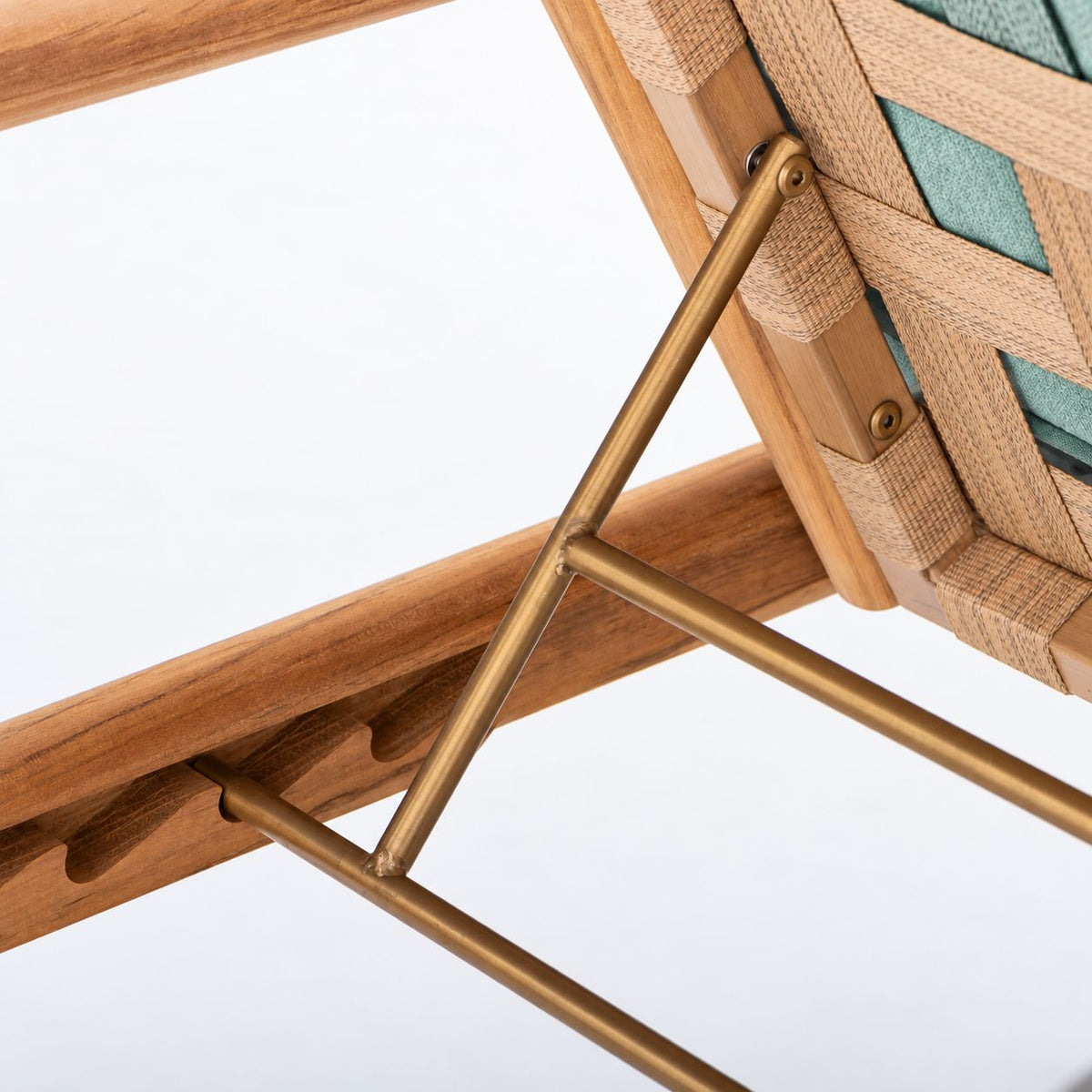 Wes Sun Lounger in Rivie Green | Teakwood Gold Wes Sun Lounger Kit Business & Pleasure Co Aus
