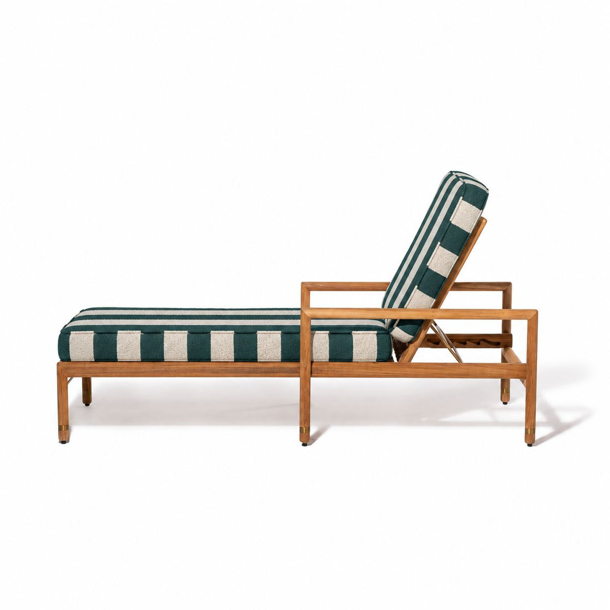 Wes Sun Lounger in Terry Green Stripe | Teakwood Gold Wes Sun Lounger Kit Business & Pleasure Co Aus