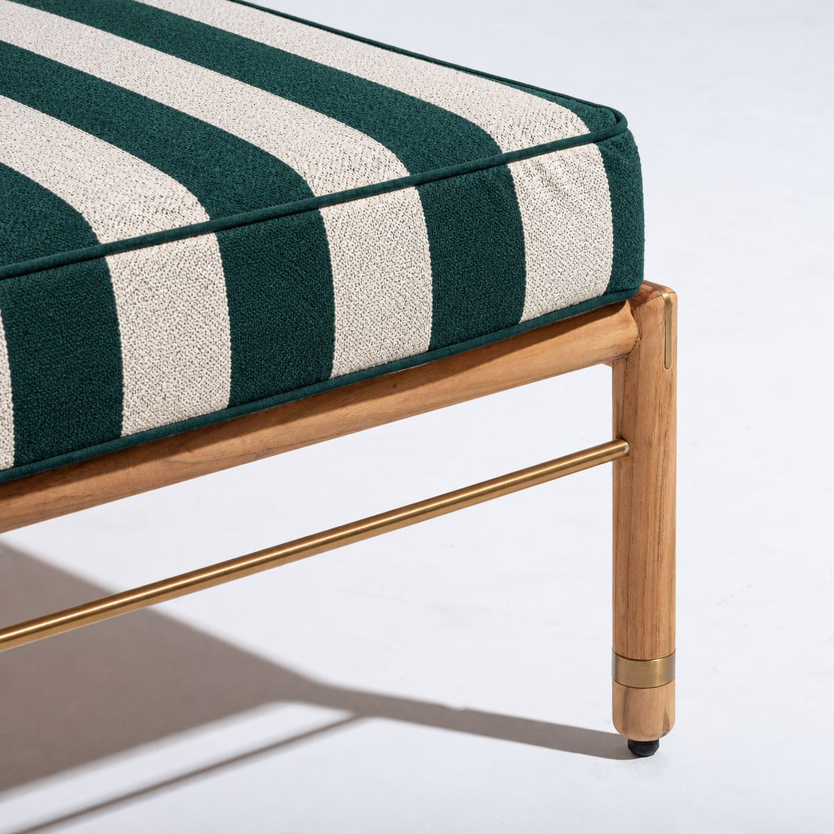 Wes Sun Lounger in Terry Green Stripe | Teakwood Gold Wes Sun Lounger Kit Business & Pleasure Co Aus