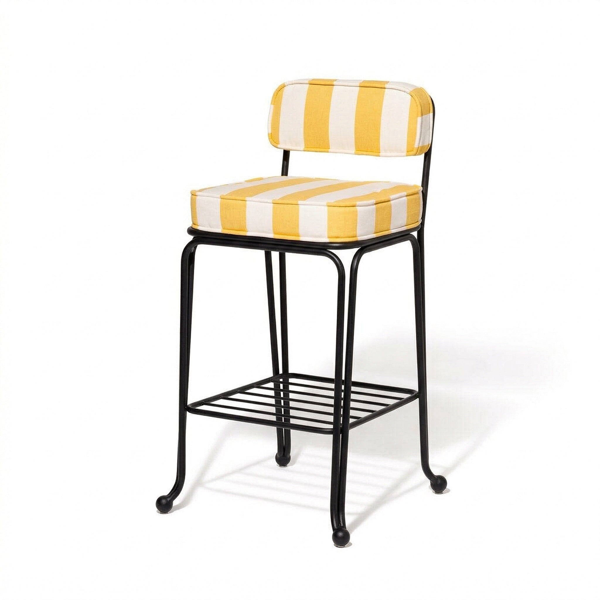 Product image of Waterhouse Bistro Stool in Crew Mimosa Yellow Stripe | Vintage Black Frame Waterhouse Bistro Stool Kit Business & Pleasure Co Aus