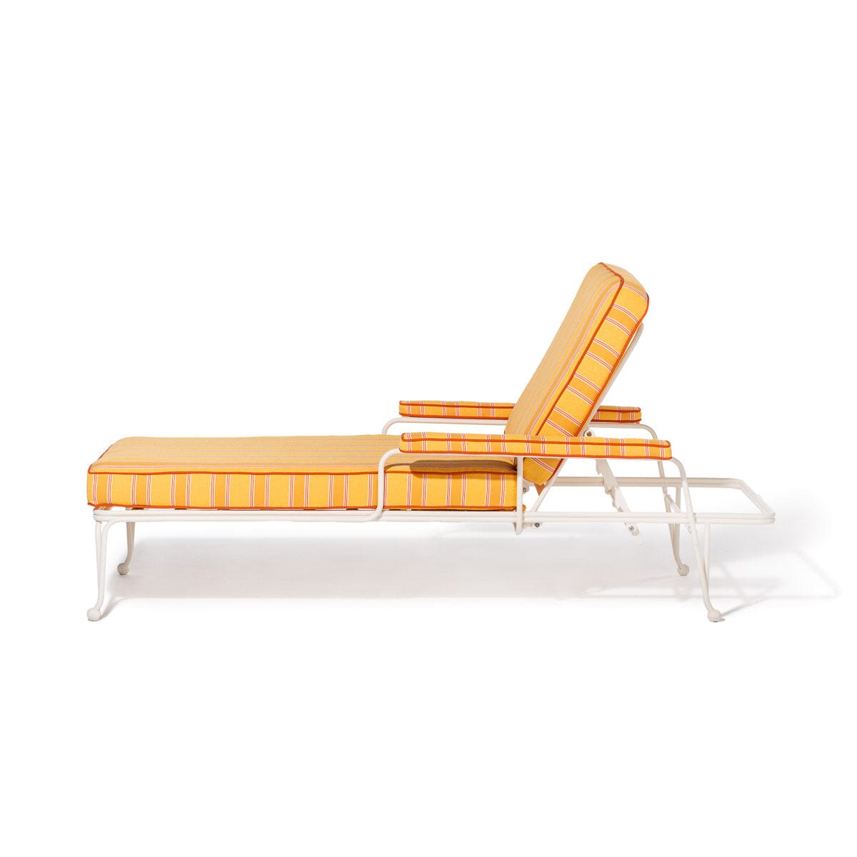 The Waterhouse Sun Lounger in Bistro Papaya Stripe | Antique White Frame Waterhouse Sun Lounger Kit Business & Pleasure Co Aus
