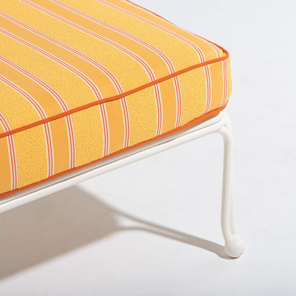 The Waterhouse Sun Lounger in Bistro Papaya Stripe | Antique White Frame Waterhouse Sun Lounger Kit Business & Pleasure Co Aus