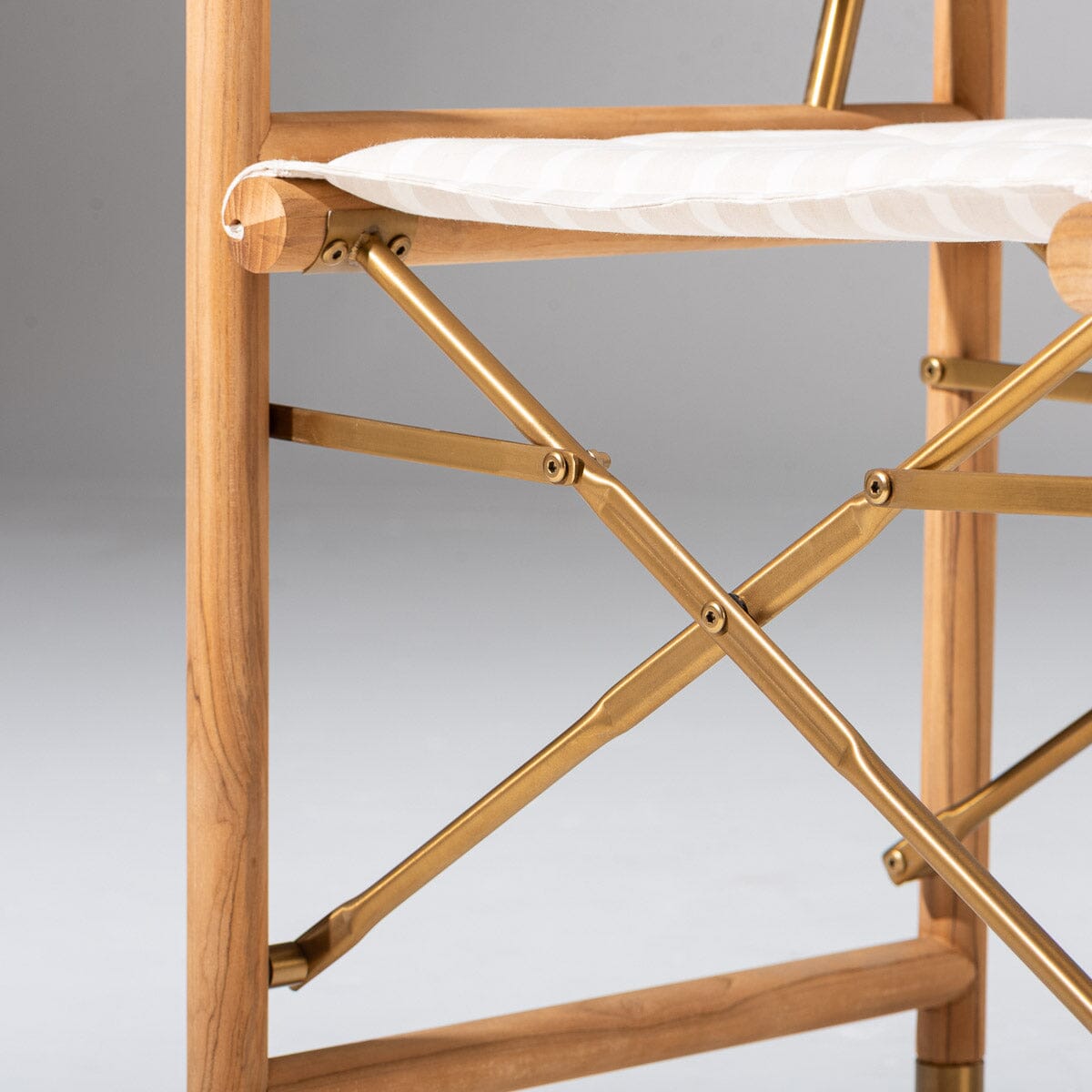 The Wes Directors Chair Monaco Natural Stripe | Teakwood Gold Frame Wes Director Chair Kit Business & Pleasure Co Aus