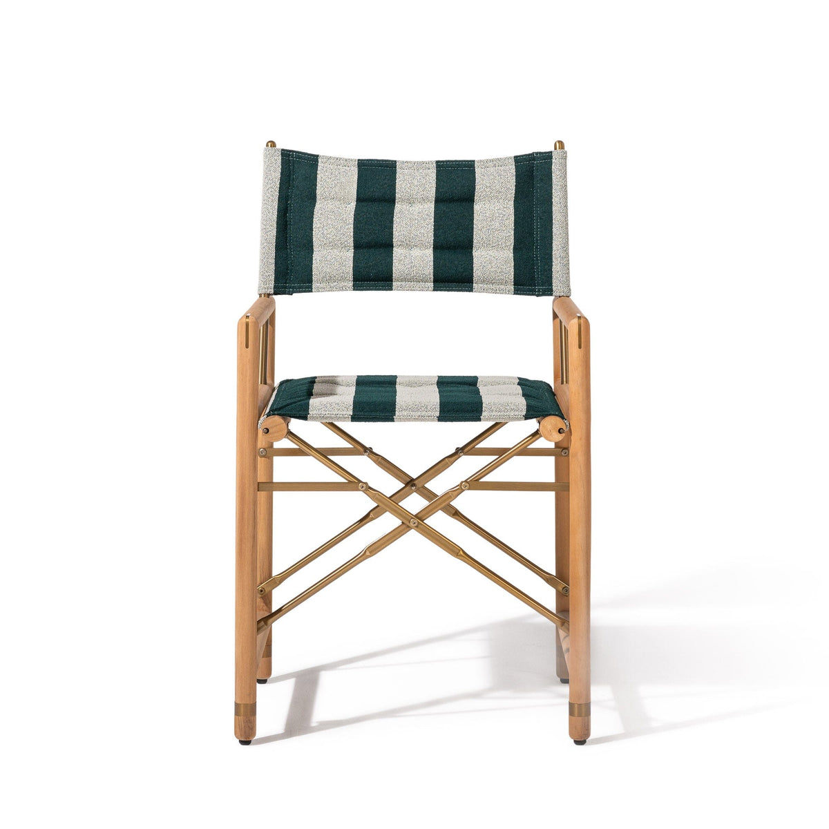 The WES Directors Chair in Terry Green Stripe | Teakwood Gold Frame Wes Director Chair Kit Business & Pleasure Co Aus