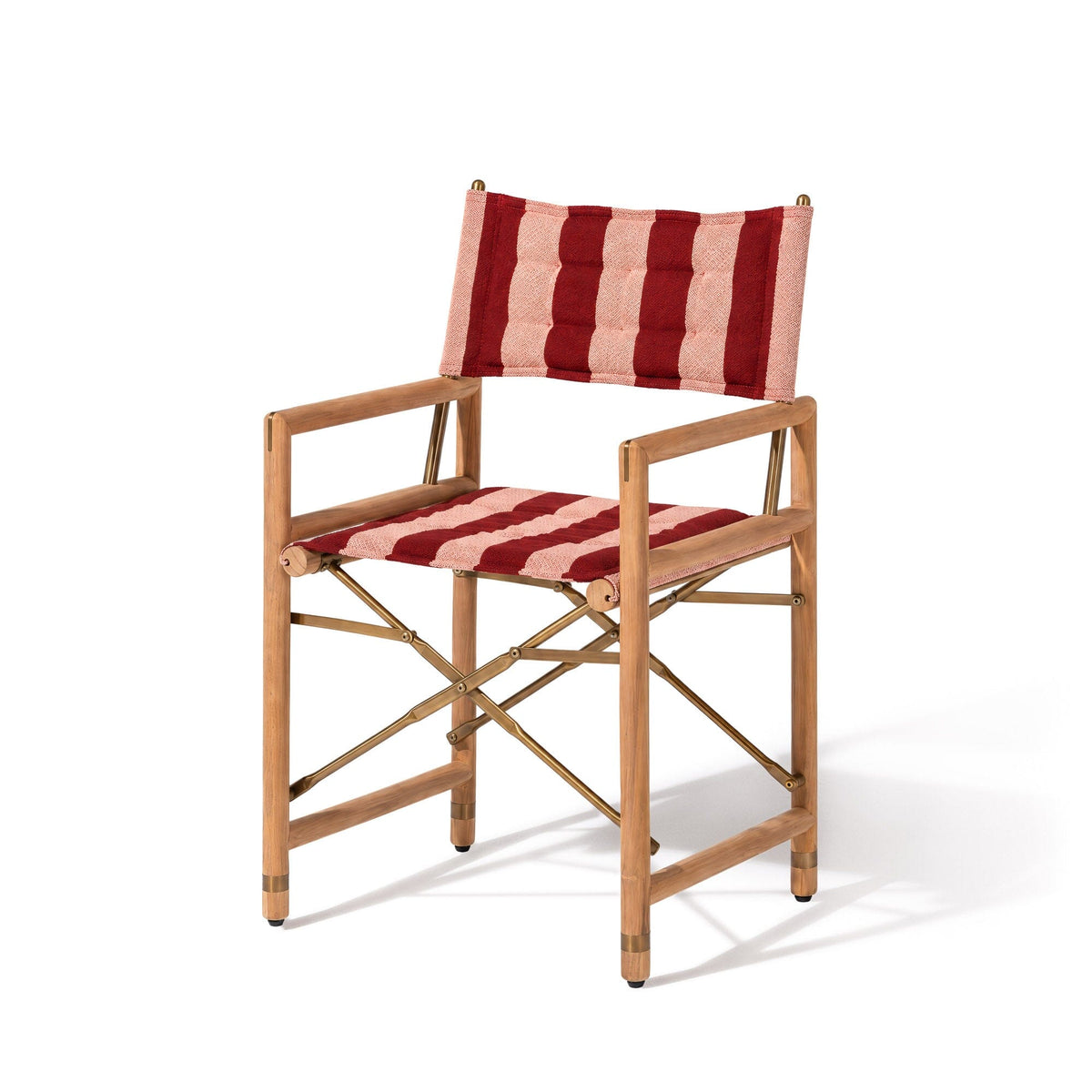 The WES Directors Chair in Terry Terracotta Stripe | Teakwood Gold Frame Wes Director Chair Kit Business & Pleasure Co Aus