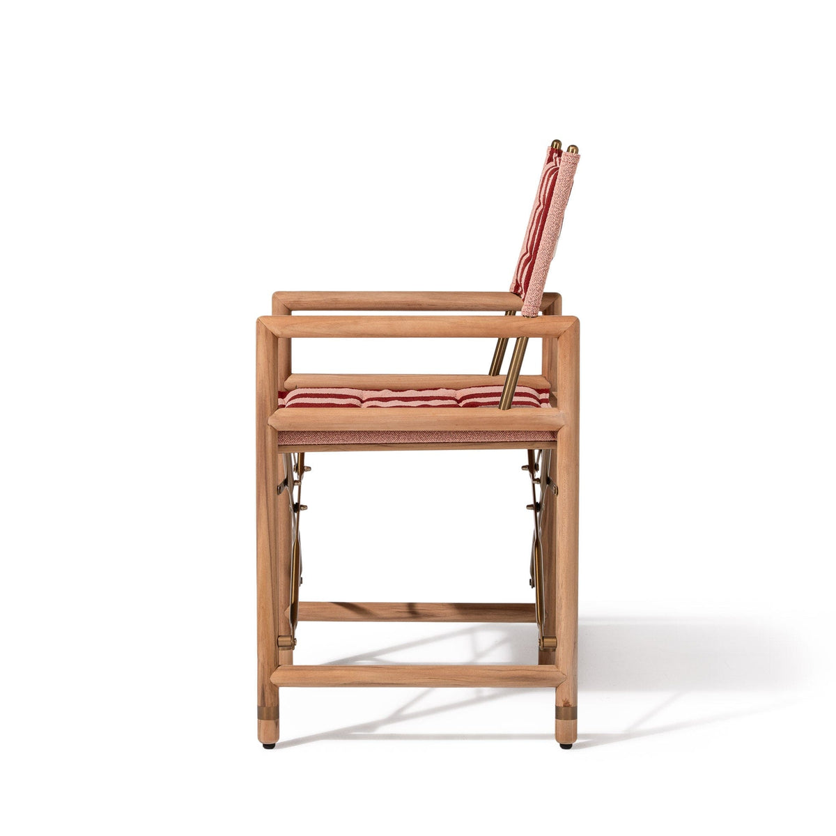 The WES Directors Chair in Terry Terracotta Stripe | Teakwood Gold Frame Wes Director Chair Kit Business & Pleasure Co Aus