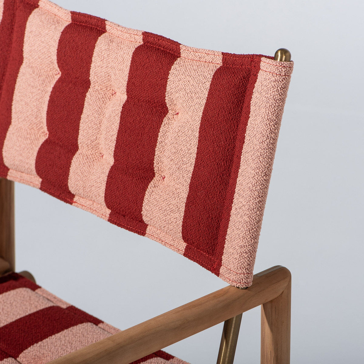 The WES Directors Chair in Terry Terracotta Stripe | Teakwood Gold Frame Wes Director Chair Kit Business & Pleasure Co Aus