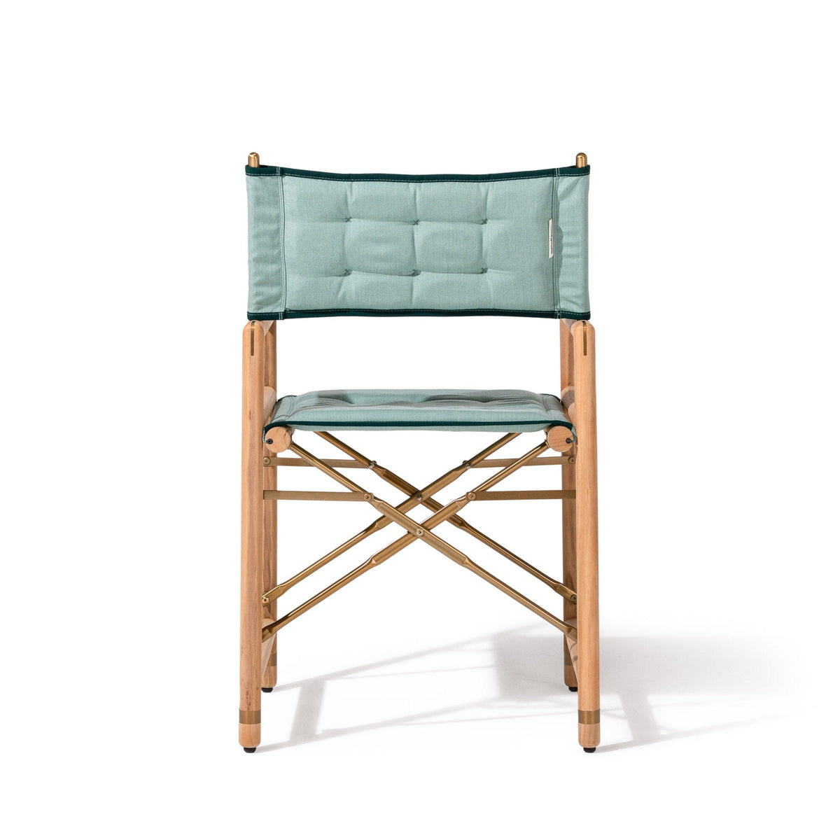 The WES Directors Chair in Rivie Green | Teakwood Gold Frame Wes Director Chair Kit Business & Pleasure Co Aus