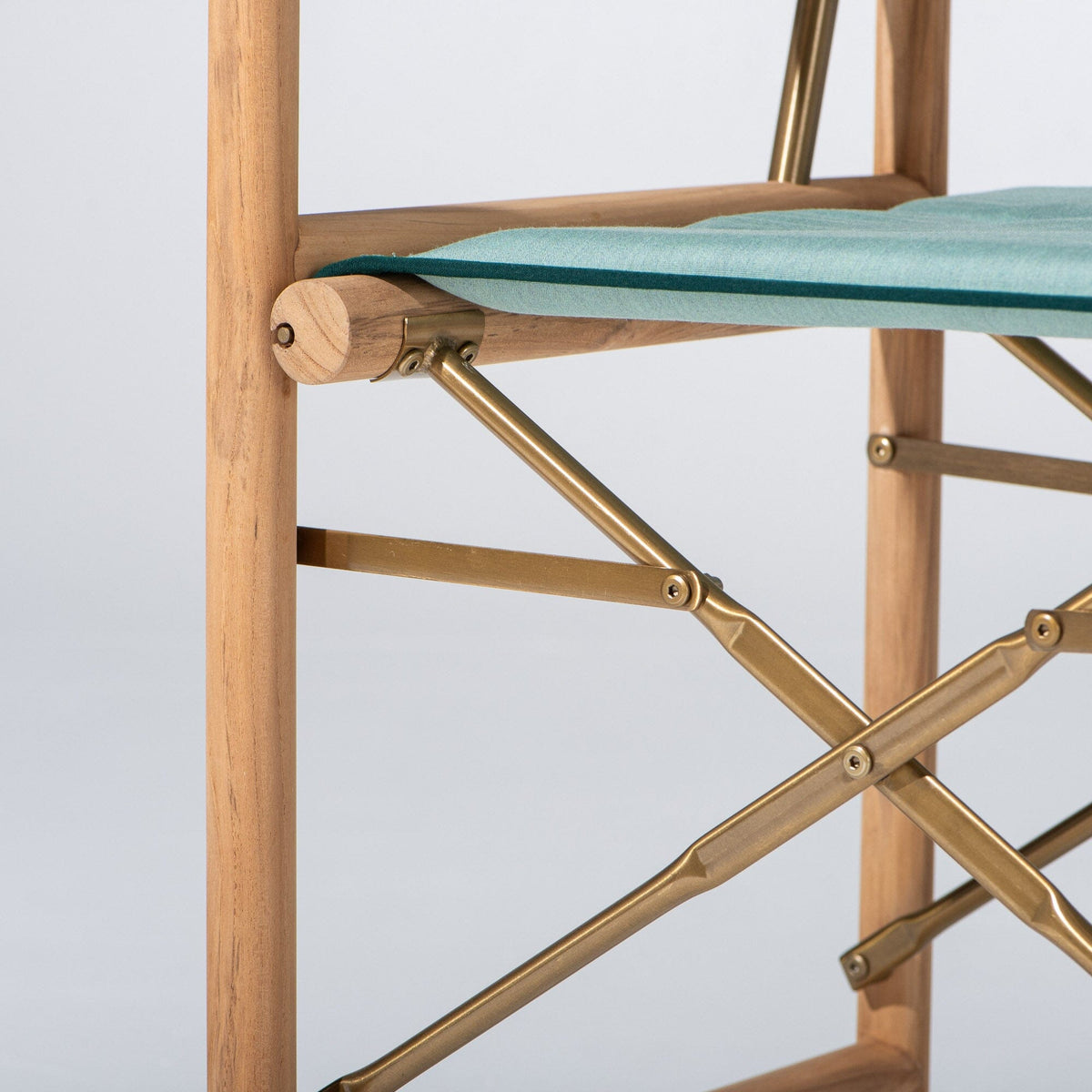 The WES Directors Chair in Rivie Green | Teakwood Gold Frame Wes Director Chair Kit Business & Pleasure Co Aus