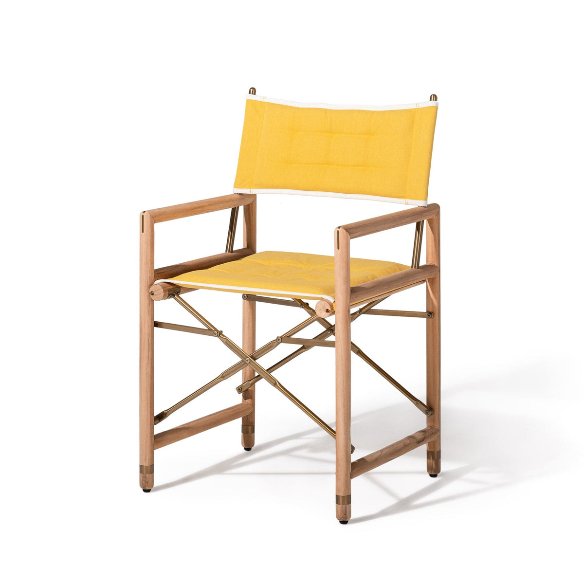 The WES Directors Chair in Rivie Mimosa | Teakwood Gold Frame Wes Director Chair Kit Business & Pleasure Co Aus
