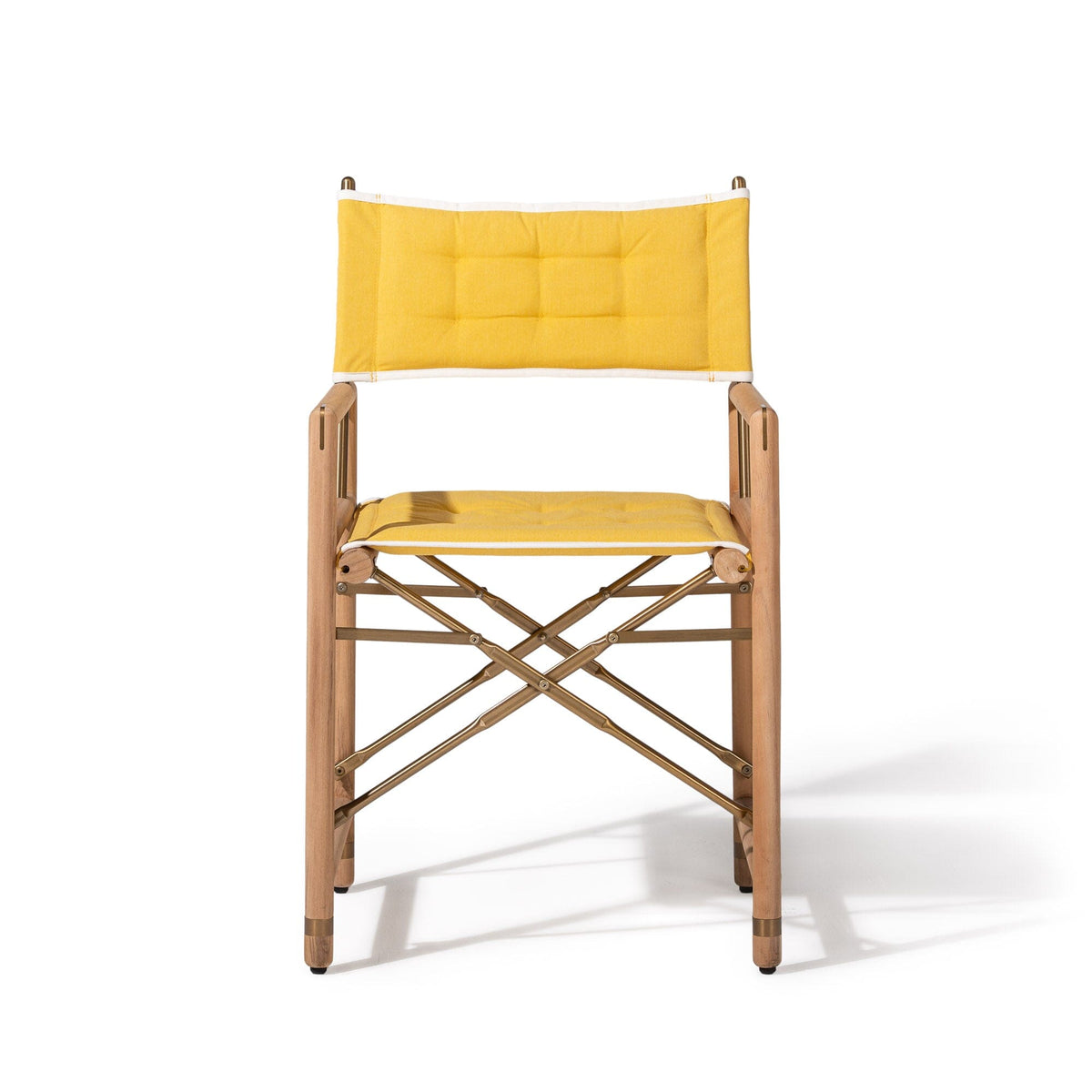 The WES Directors Chair in Rivie Mimosa | Teakwood Gold Frame Wes Director Chair Kit Business & Pleasure Co Aus