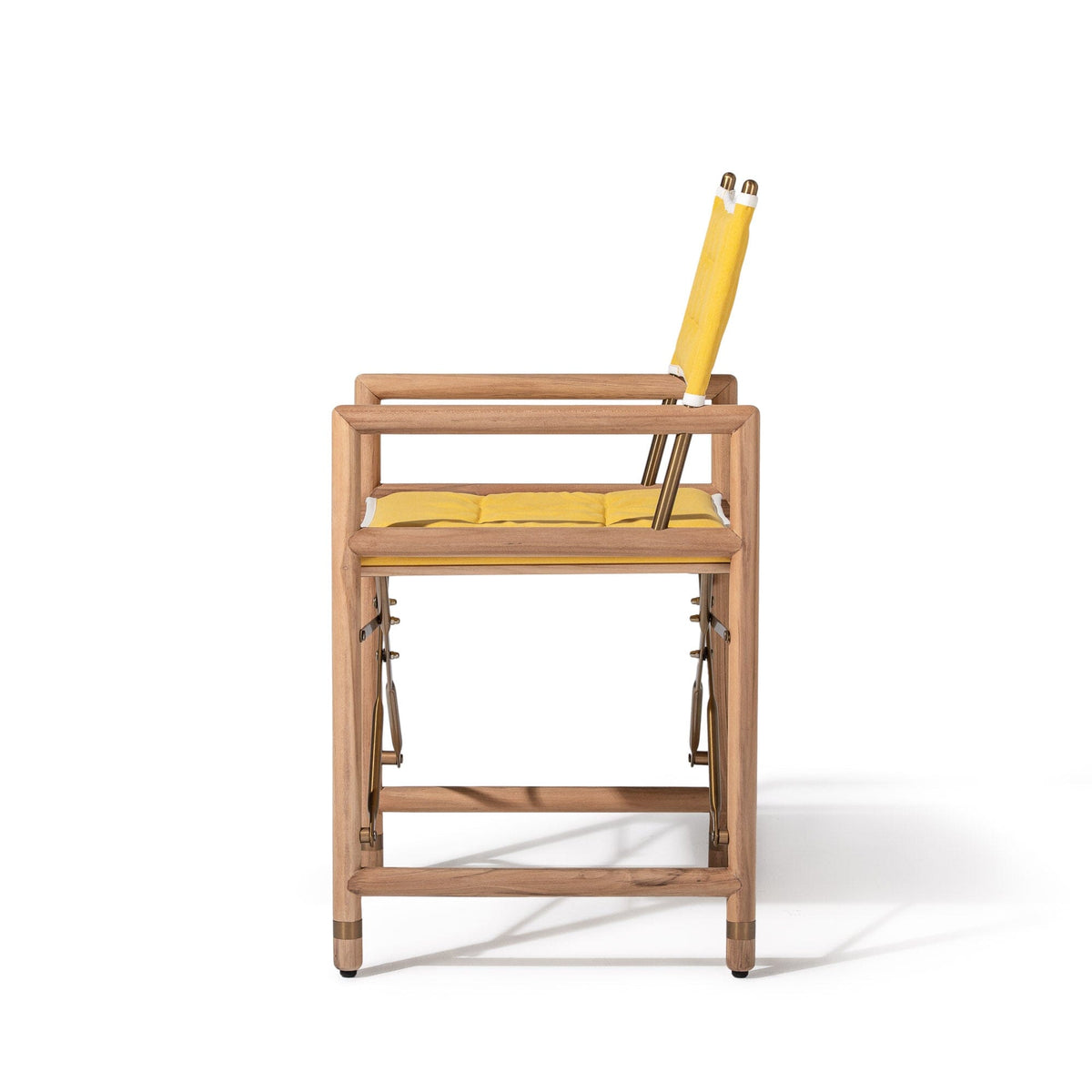 The WES Directors Chair in Rivie Mimosa | Teakwood Gold Frame Wes Director Chair Kit Business & Pleasure Co Aus