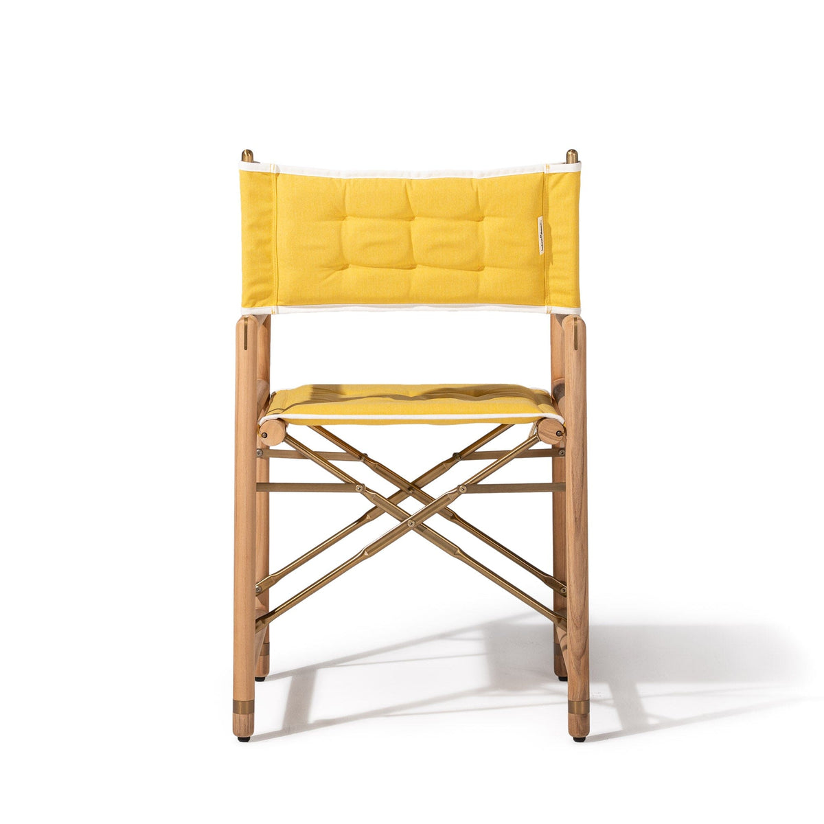 The WES Directors Chair in Rivie Mimosa | Teakwood Gold Frame Wes Director Chair Kit Business & Pleasure Co Aus