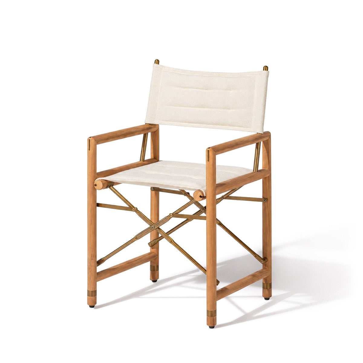 The WES Directors Chair in Boucle Antique White | Teakwood Gold Frame Wes Director Chair Kit Business & Pleasure Co Aus