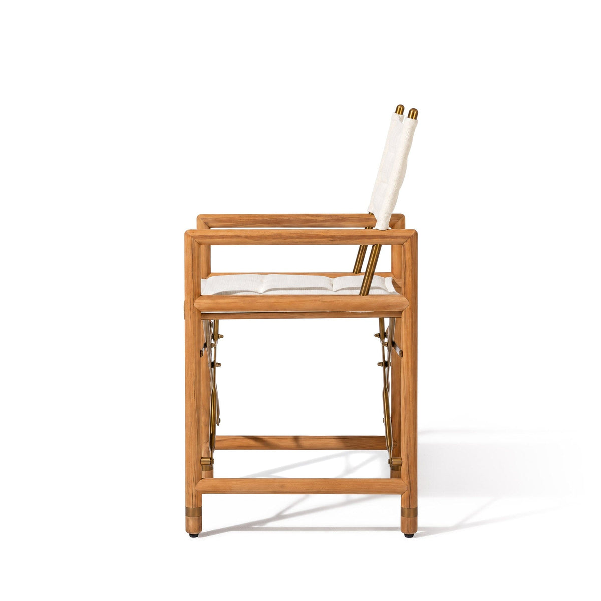 The WES Directors Chair in Boucle Antique White | Teakwood Gold Frame Wes Director Chair Kit Business & Pleasure Co Aus