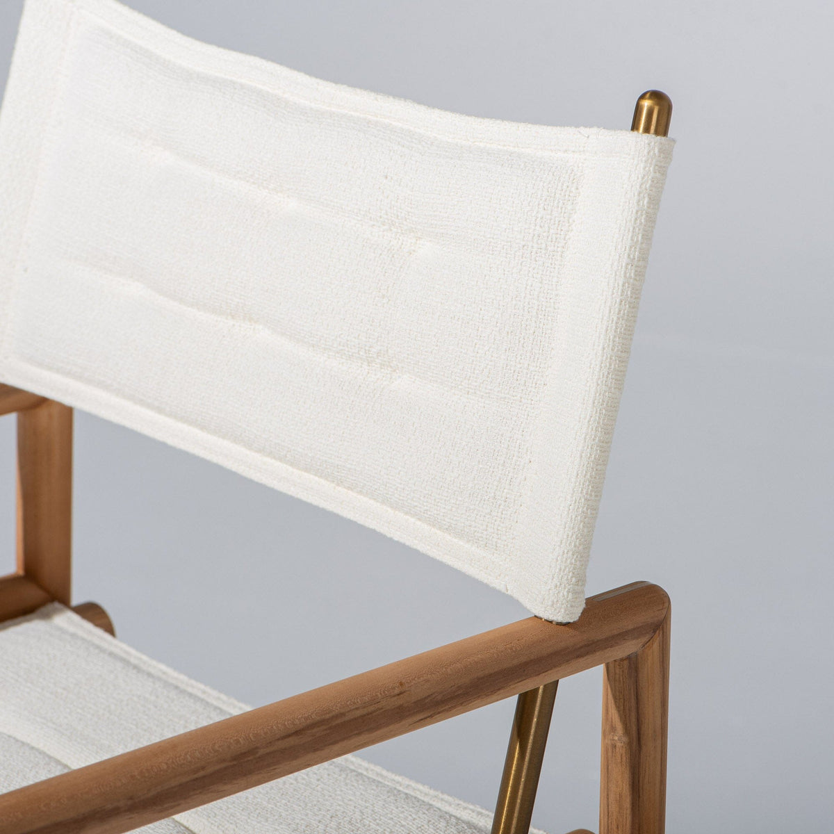 The WES Directors Chair in Boucle Antique White | Teakwood Gold Frame Wes Director Chair Kit Business & Pleasure Co Aus