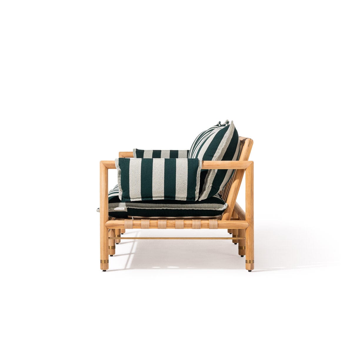 Wes Sofa in Terry Green Stripe | Teakwood Gold Frame