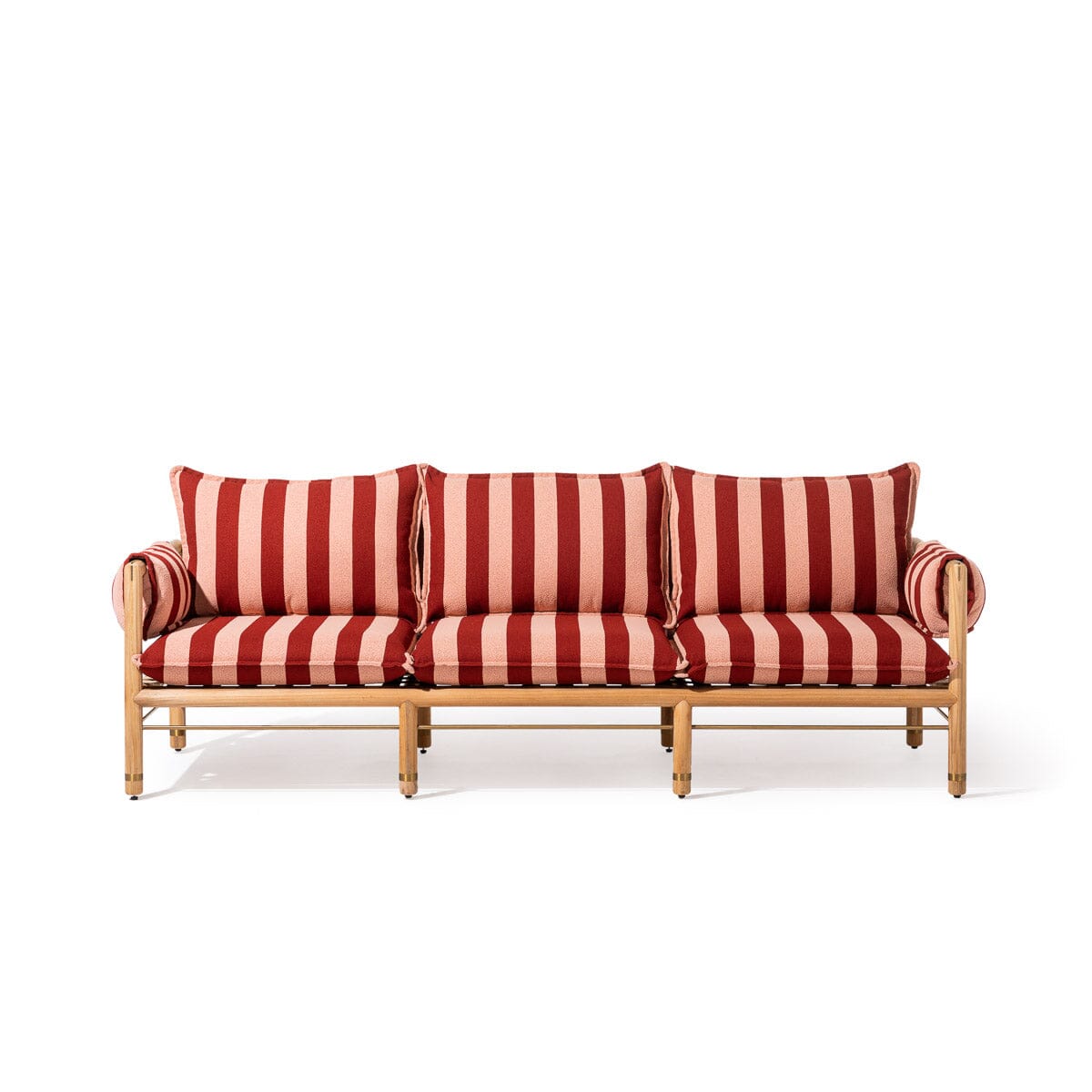 Wes Sofa in Terry Terracotta Stripe | Teakwood Gold Frame