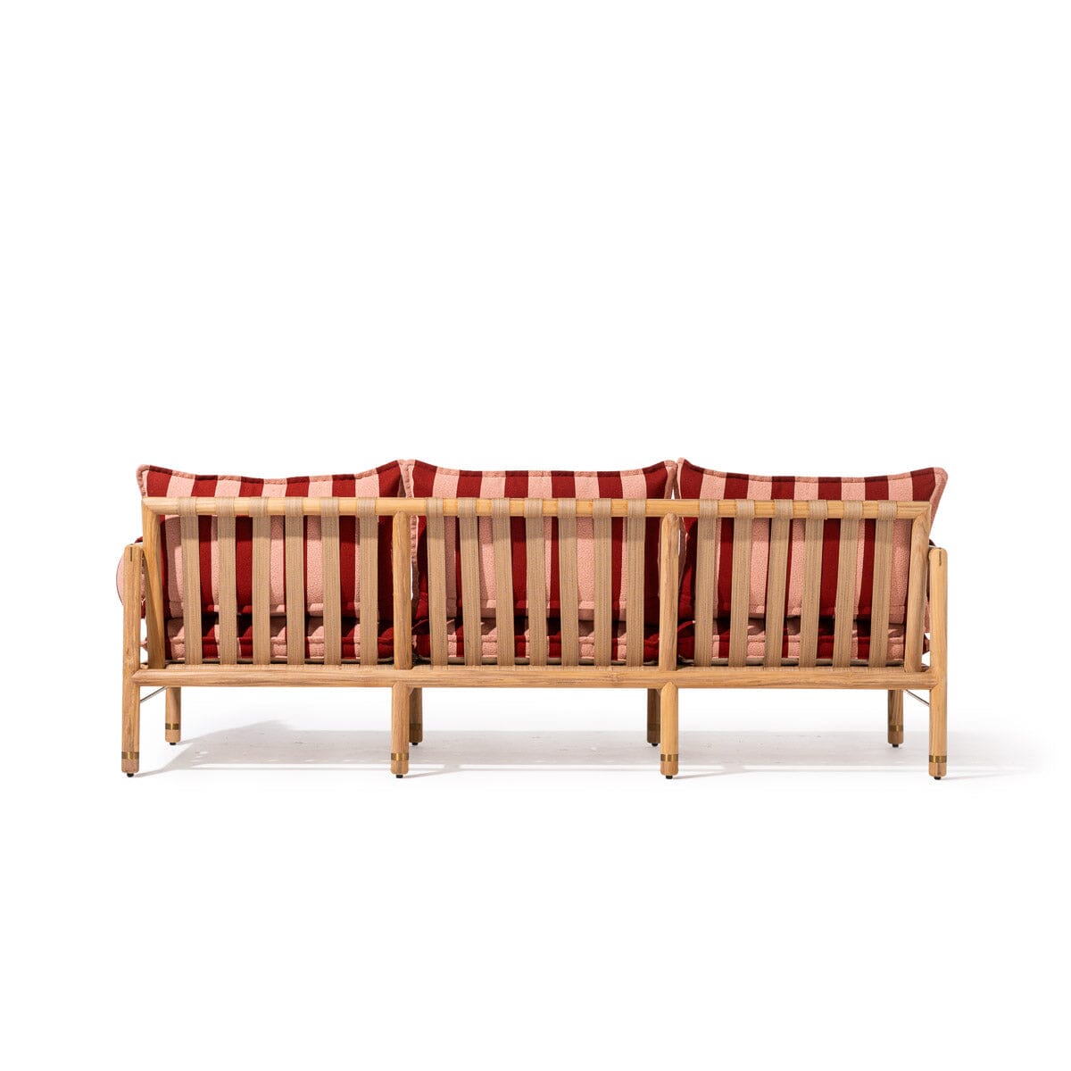 Wes Sofa in Terry Terracotta Stripe | Teakwood Gold Frame