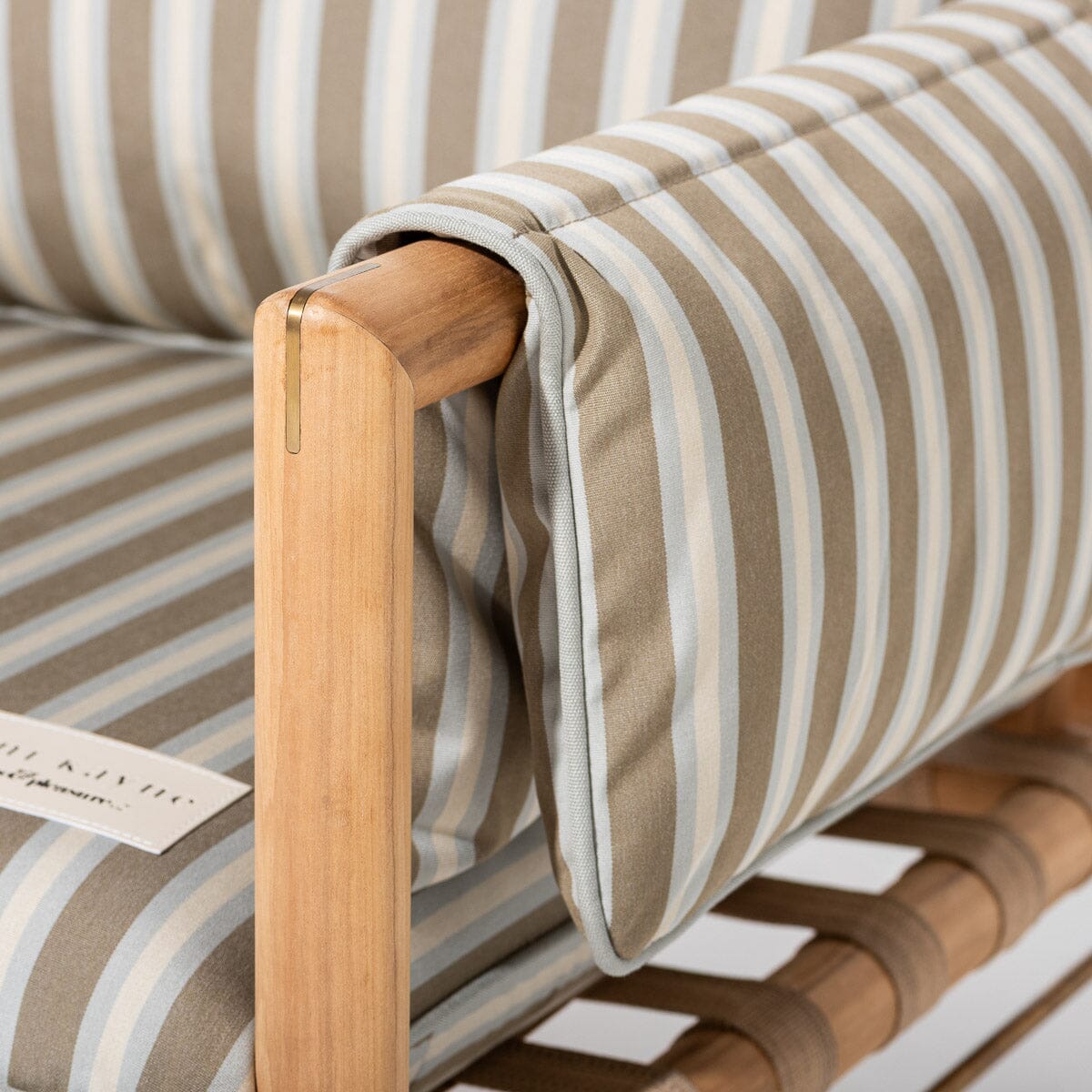 The WES Sofa x Jenni Kayne in California Stripe | Teakwood Frame Wes Sofa Kit Business & Pleasure Co Aus