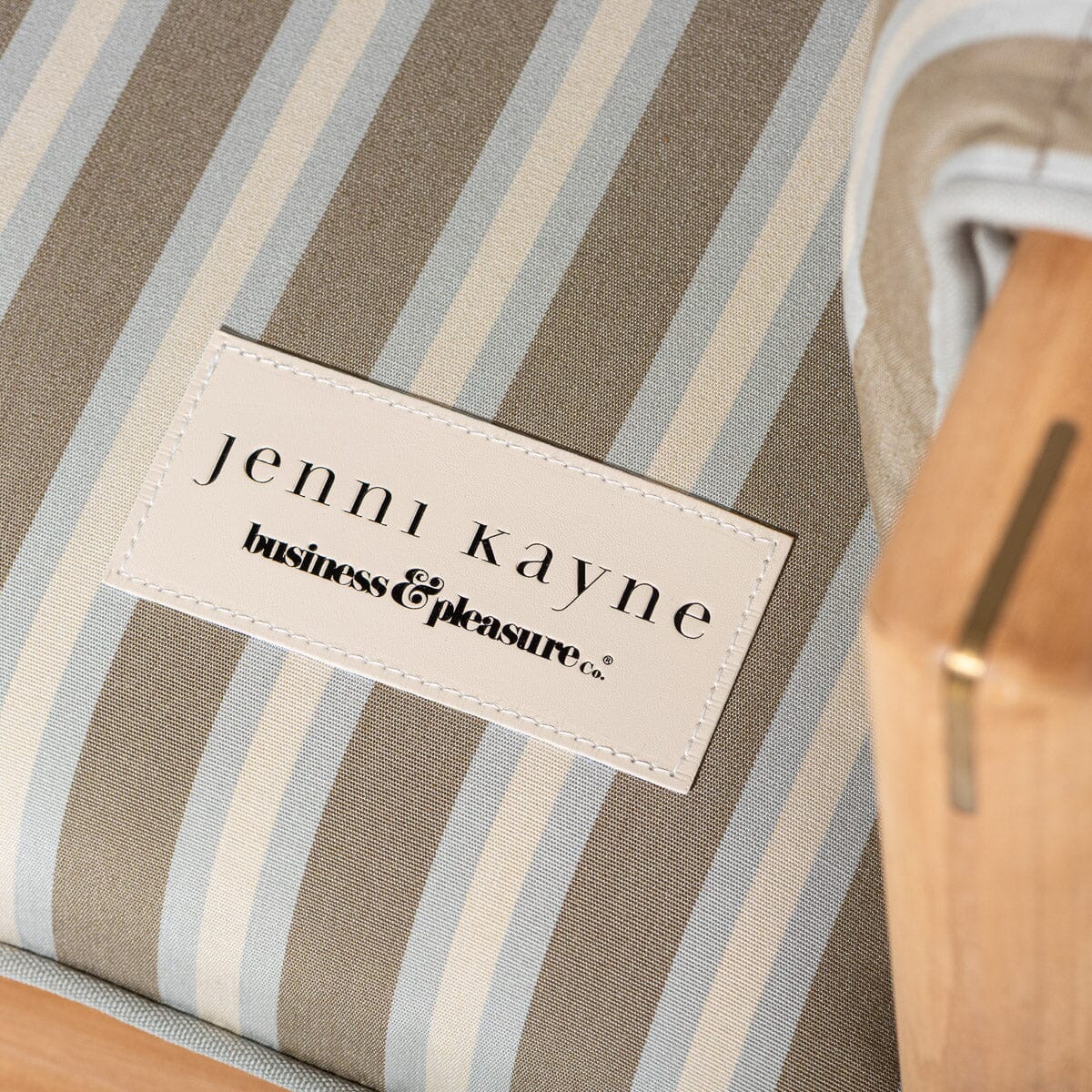 The WES Sofa x Jenni Kayne in California Stripe | Teakwood Frame Wes Sofa Kit Business & Pleasure Co Aus