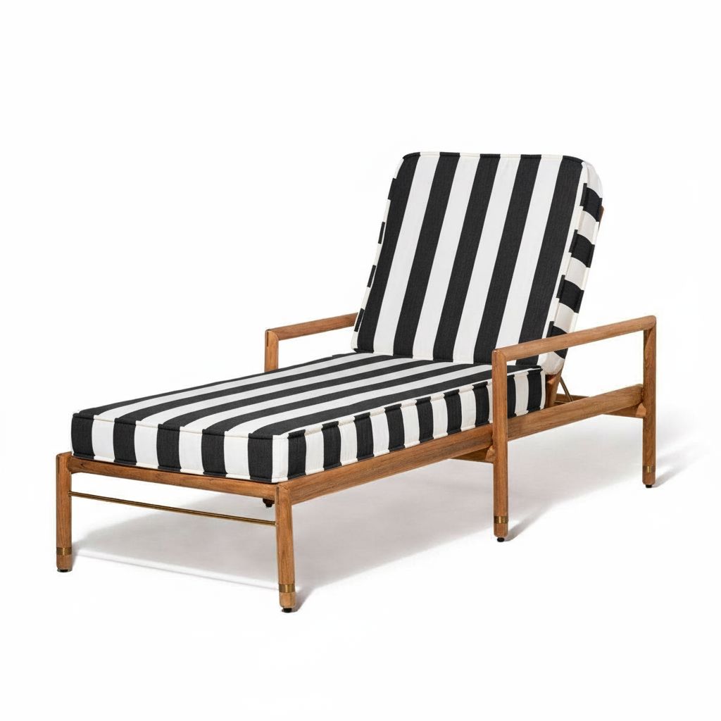 Wes Sun Lounger in Crew Vintage Black Stripe | Teakwood Gold Frame Wes Sun Lounger Kit Business & Pleasure Co Aus