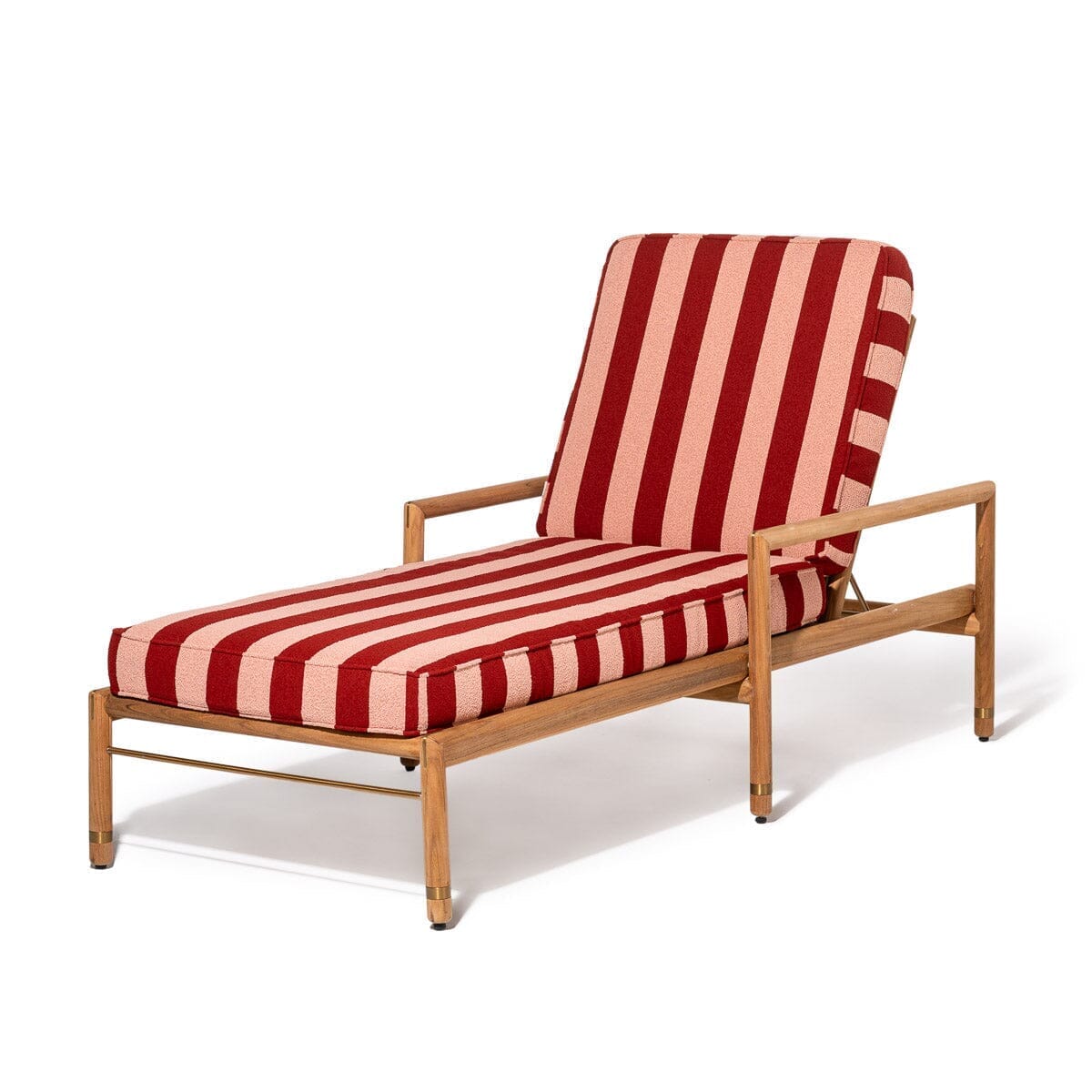 Product image of The WES Sun Lounger in Terry Terracotta Stripe | Teakwood Gold Frame Wes Sun Lounger Kit Business & Pleasure Co Aus