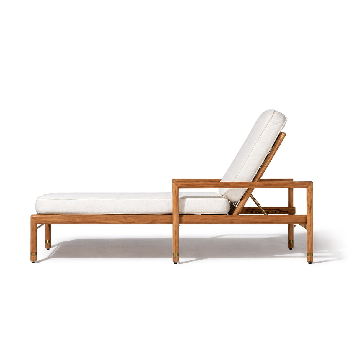 The WES Sun Lounger in Boucle Antique White | Teakwood Gold Frame Wes Sun Lounger Kit Business & Pleasure Co Aus