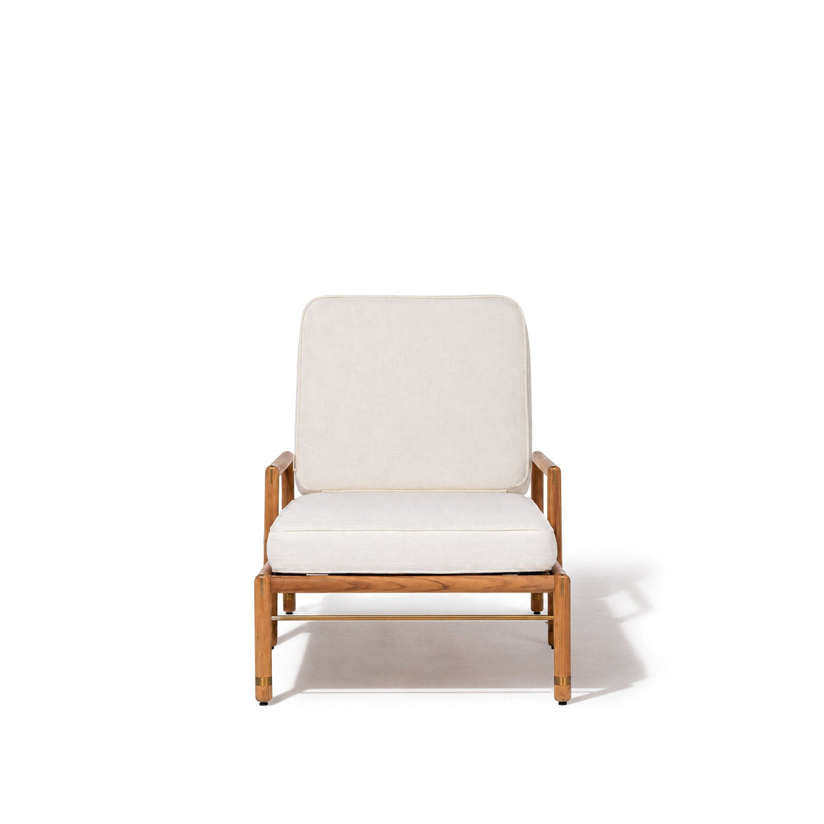 The WES Sun Lounger in Boucle Antique White | Teakwood Gold Frame Wes Sun Lounger Kit Business & Pleasure Co Aus