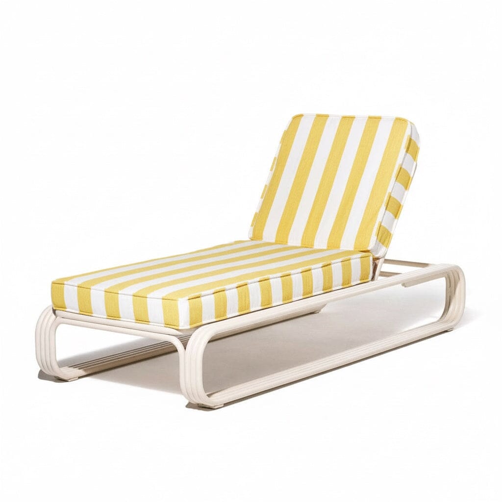 Product image of Contini Sun Lounger in Crew Mimosa Yellow Stripe | Antique White Frame Contini Sun Lounger Kit Business & Pleasure Co Aus