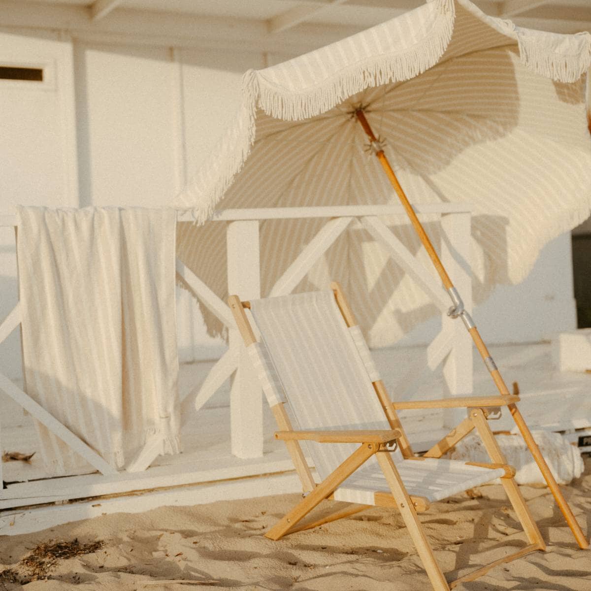 The Beach Towel - Monaco Natural Stripe Beach Towel Business & Pleasure Co Aus