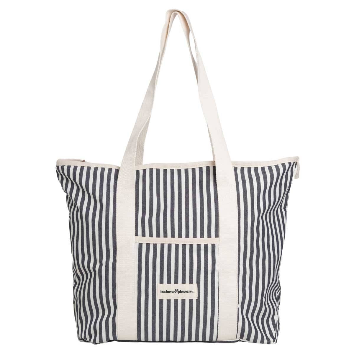 The Beach Bag - Lauren's Navy Stripe Beach Bag Business & Pleasure Co