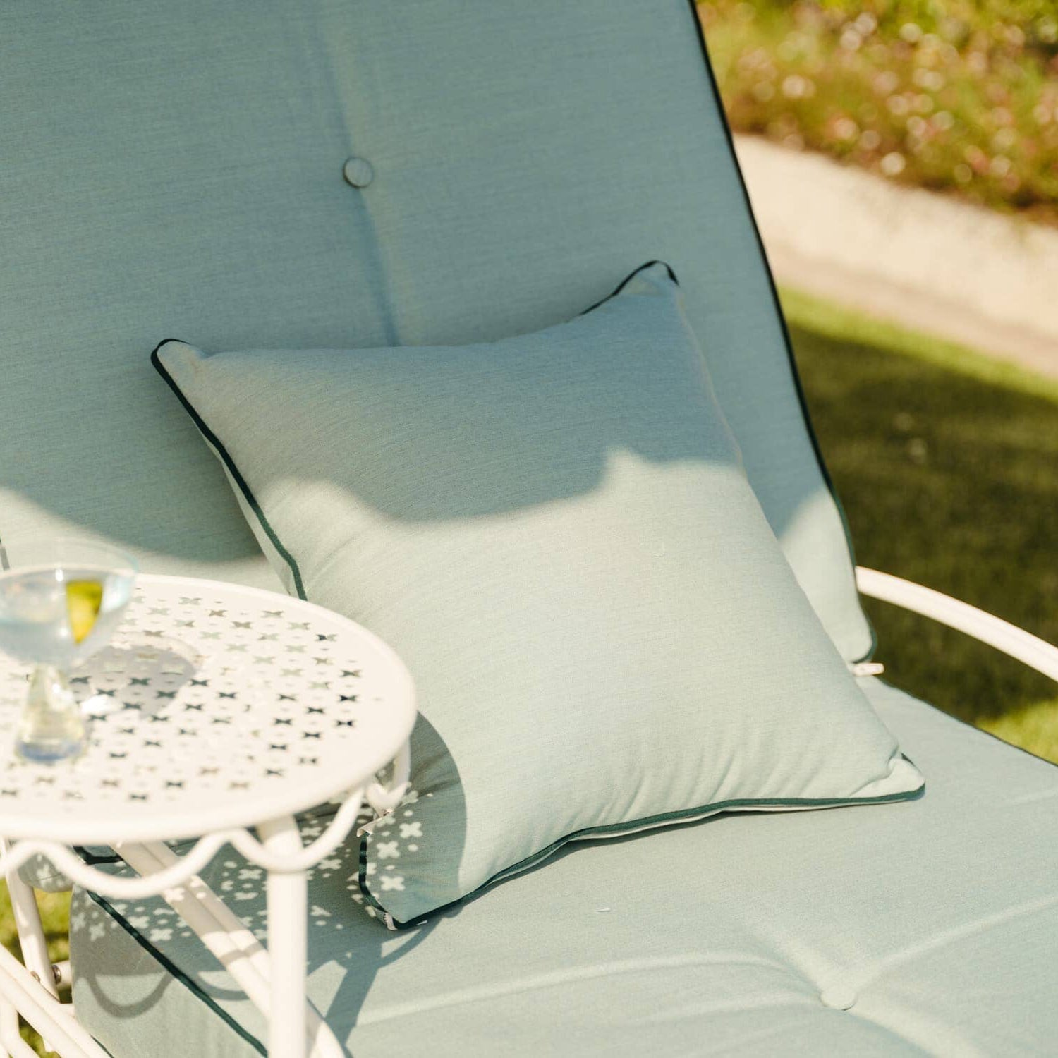 The Small Square Throw Pillow - Rivie Green Small Square Throw Pillow Business & Pleasure Co Aus