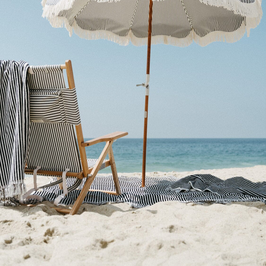 The Beach Towel - Lauren's Navy Stripe Beach Towel Business & Pleasure Co