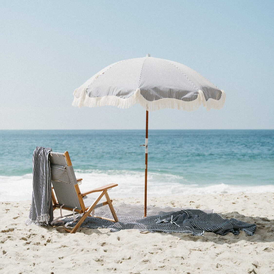 The Beach Towel - Lauren's Navy Stripe Beach Towel Business & Pleasure Co